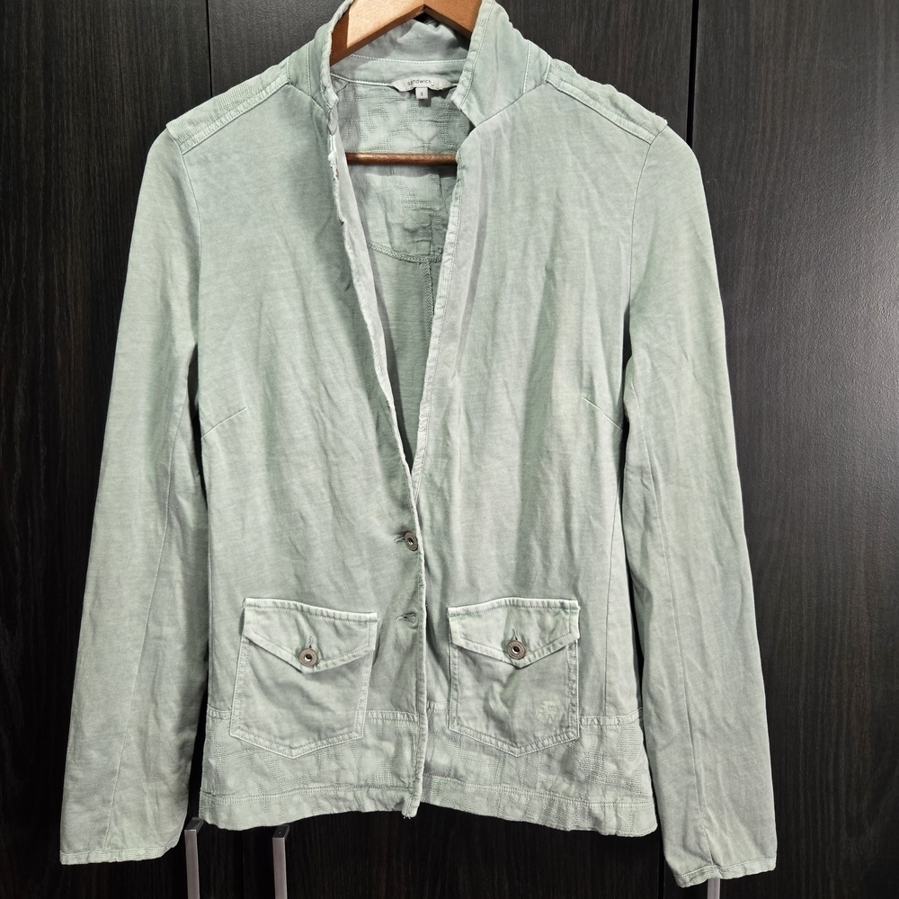 Sandwich Women's Green Thin Shirt Blazer Jacket Pretty Detail Size Small - Picture 3 of 11